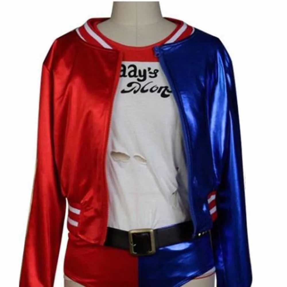 Halloween Batman Harley Quinn DC Comic Suicide Squad Cosplay Costume Full set with Wig+ Belt+Glove+