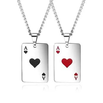 

Couple Punk Poker Stainless Steel Pendant Necklace For Men Woman Link Chain Jewelry Gift Dropshipping Wholesale