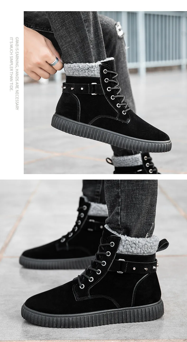 Winter new Martin boots warm plus velvet cotton boots high to help the tube snow boots trend thickened wild cotton shoes