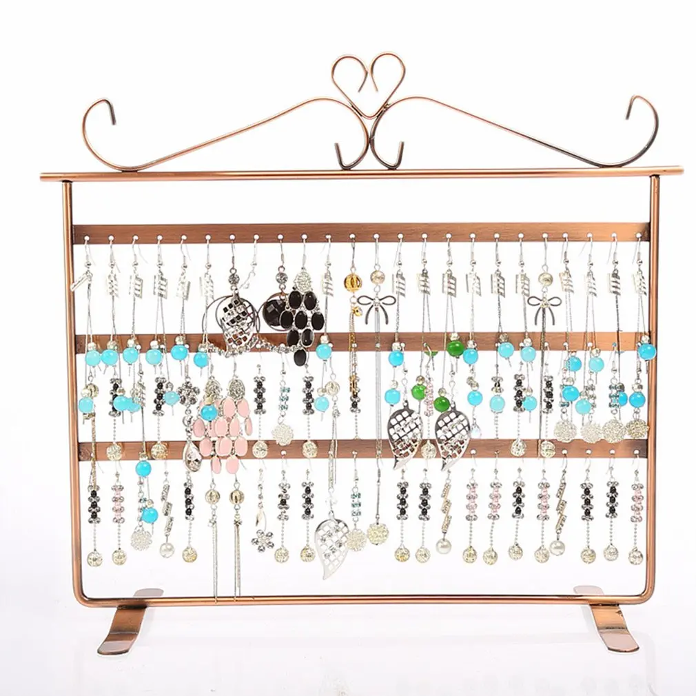 

72 Holes Dangle Earrings Ear Studs Display Holder Stand Showcase Metal Jewelry Organizer Rack Flat Earring Holder Packaging Girl