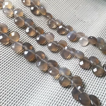

Natural stone Faceted Water drop shape loose beads Grey Agates Crystal string bead For jewelry making DIY bracelet necklace