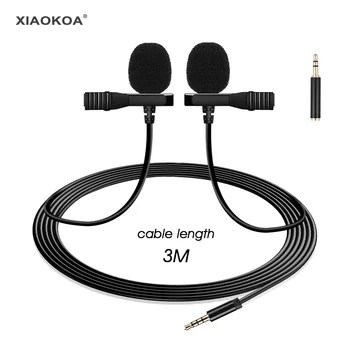 

XIAOKOA Lavalier Omnidirectional Dual Lapel Microphone 3M for Phone iphone GoPro DSL for recording YouTube Vlog Video Interview