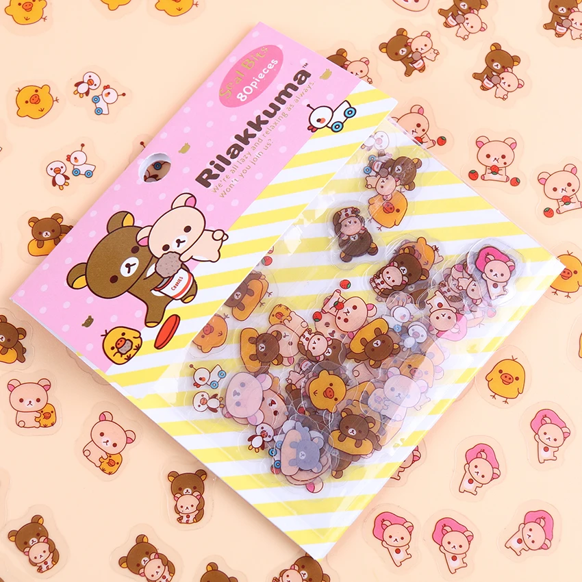 

Rilakkuma Mini Paper Sticker Bag DIY Diary Planner Decoration Sticker Album Scrapbooking Kawaii Stationery Stickers 80PCS/lot