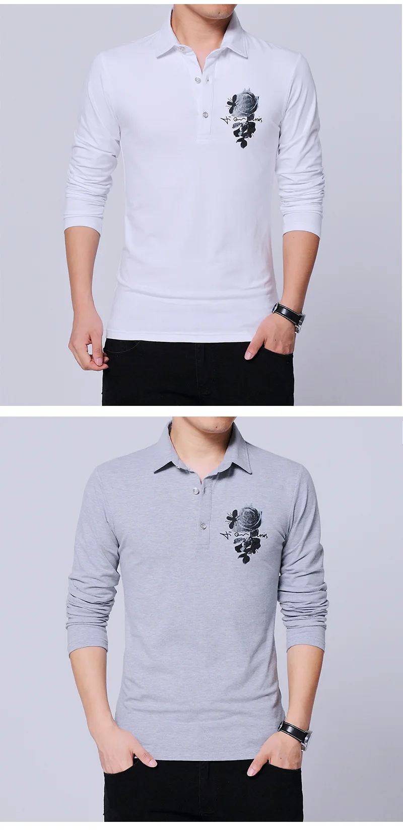 Camisa Masculina, повседневная мужская рубашка поло, с длинным рукавом, хлопок, облегающие рубашки поло для мужчин, 5xl, большой размер, черный, серый