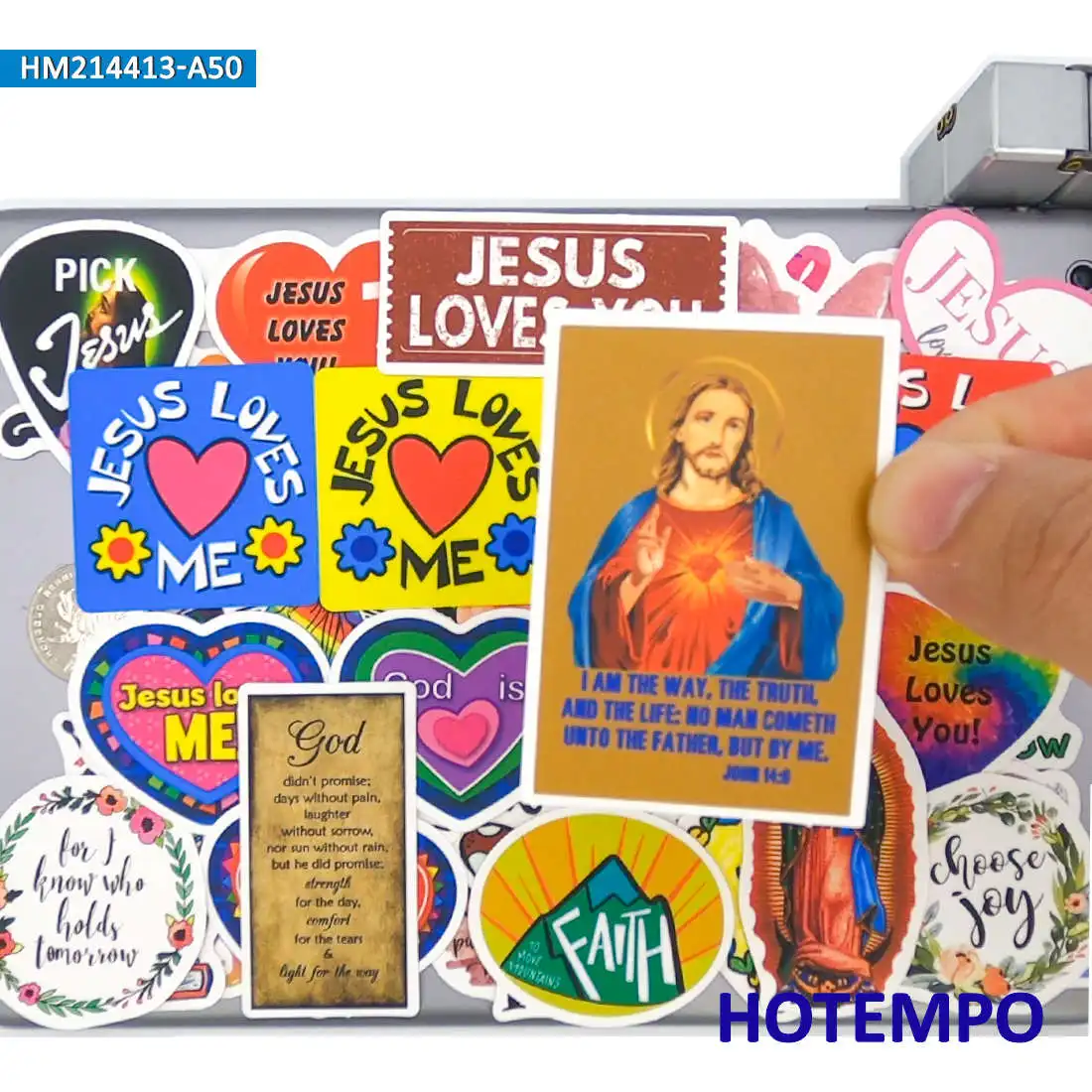 50Pcs Jesus Ama Me Slogan Art Pattern Fashion Funny Phone Laptop Case Adesivi Per Auto Per Notebook Guitar Bike Skateboard Sticker