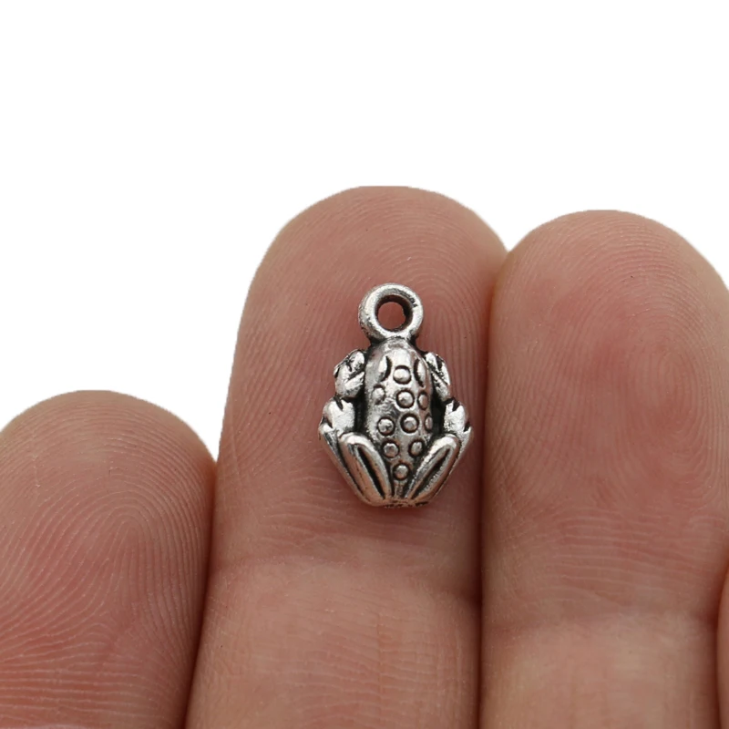 40 Uds Chapado en plata antigua dije de rana colgantes para hacer joyería pulsera DIY accesorios 14x9mm