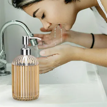 

Manual Foam Soap Dispenser Clear Glass Hand Sanitizer Bottle Foaming Motion Hands-Free Soap Dispenser For Bathroom Kitchen