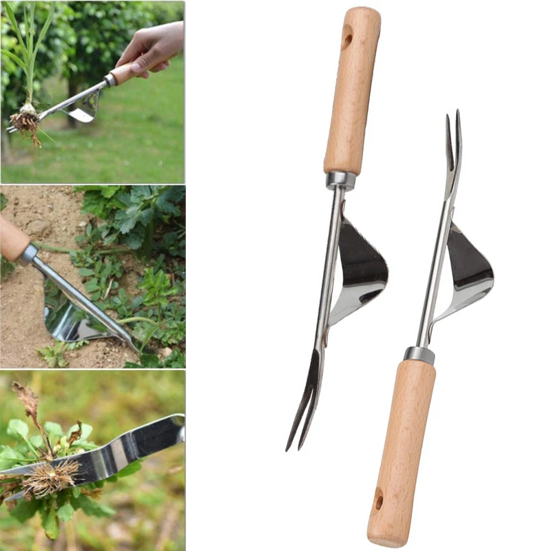 Seedling Transplanter Stainless Steel Weeds Puller Weeding Tool Weeder Fork Shovel Home Digging Puller Outdoor Weeding Tool