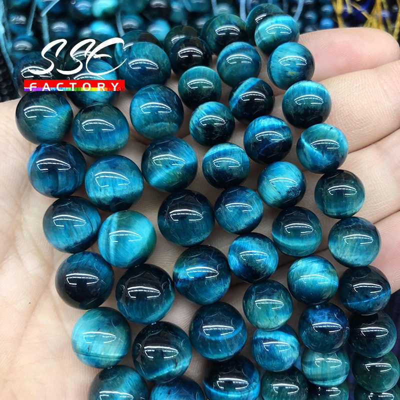 Best Price Eye-Beads Diy Bracelet Jewelry-Making Tiger Natural-Stone Round Loose Blue Quality 10 r0QK3ZaBxBy