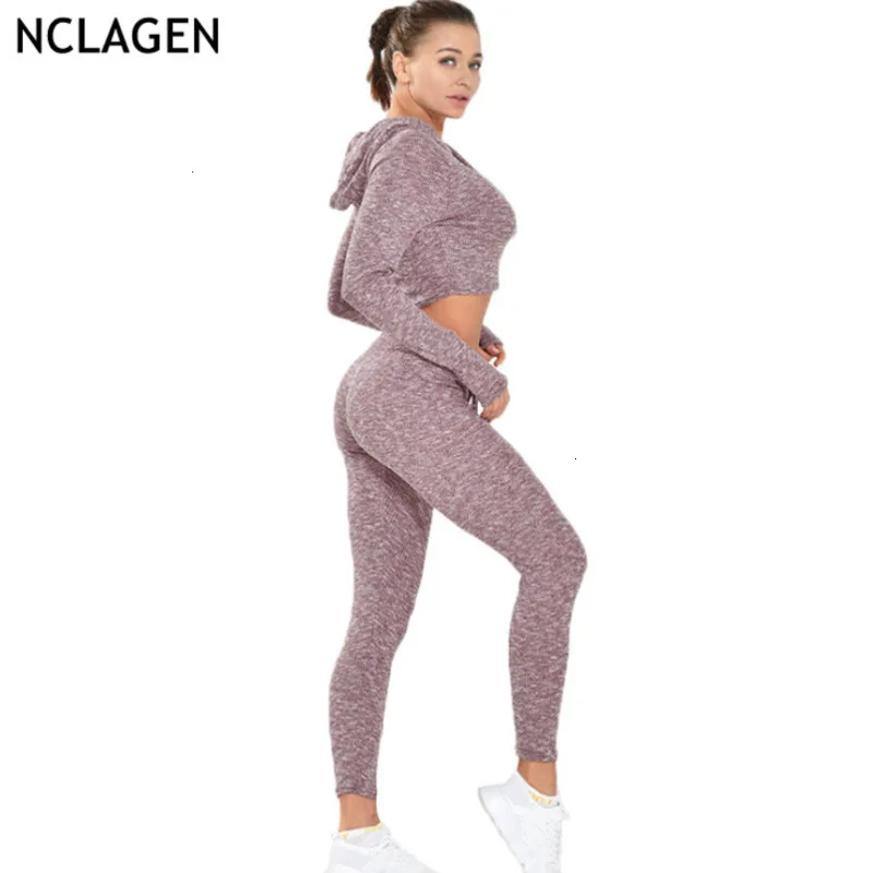 NCLAGEN, женская спортивная одежда, комплект для йоги, спортивный костюм для бодибилдинга, эластичный спортивный костюм с длинными рукавами для тренировок, фитнеса, укороченный топ, леггинсы