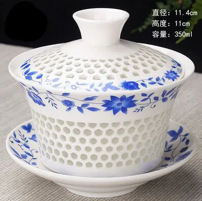 Высококачественный чайный сервиз элегантная Gaiwan китайская чашка для чая фиолетовая глина Tureen Высокая емкость крышка соусница для тарелки чайная чашка для заварки Исин Чайник - Цвет: 350ml
