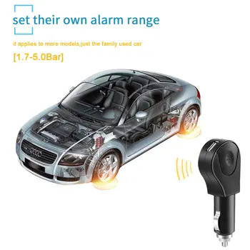 

Plug & Play Wireless Tire Pressure Monitoring System with Plug-in Car Charger 4 External Sensor No LCD Screen