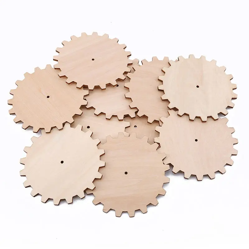 

10pcs Unfinished Wood Gear Puzzle Hand Drawn Doodle Accessories for Board Game Pieces Arts Crafts Projects Ornaments