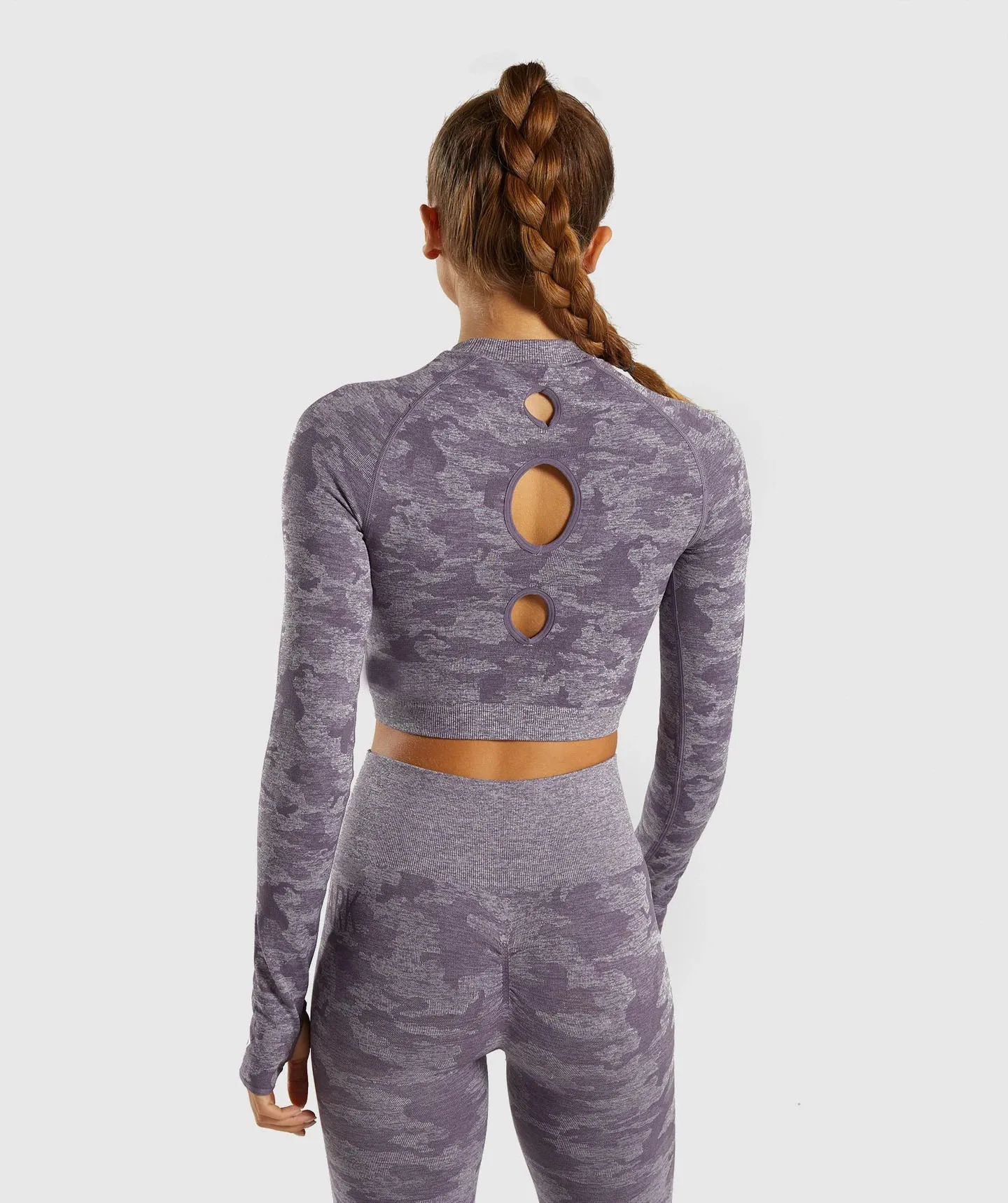purple 2 pcs gym set 3 шт., камуфляжный бесшовный комплект, женские комплекты для спортзала, спортивная одежда, спортивная одежда, комплект для йоги, женская одежда для фитнеса, спортивные Леггинсы и топ, комплект - Цвет: purple 2 pcs gym set