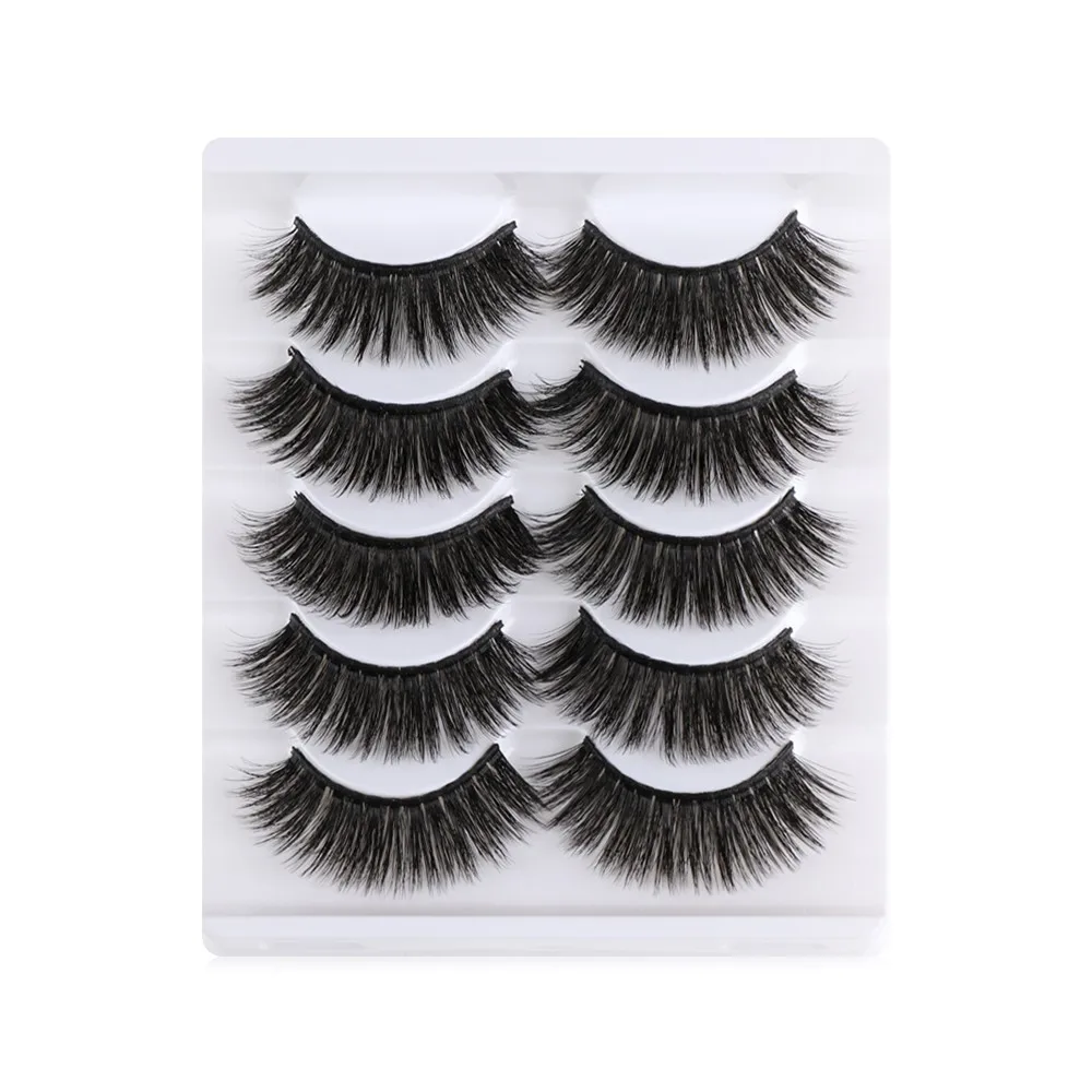 6 5 Pairs Soft 3D Mink Hair False Eyelashes Wispy Multilayers Cross Long Lashes Handmade Natural Thick Eye Makeup Extension Tools - Цвет: 6