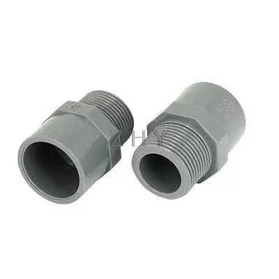 

2pcs 3/4" PT Male Thread PVC Straight Pipe Tube Adapter Connectors Gray
