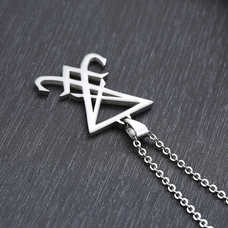 Сатаны уплотнение sigil of LUCIFER кулон из нержавеющей стали в Люцифер треугольник ожерелье столь сатанизма унисекс ювелирные изделия