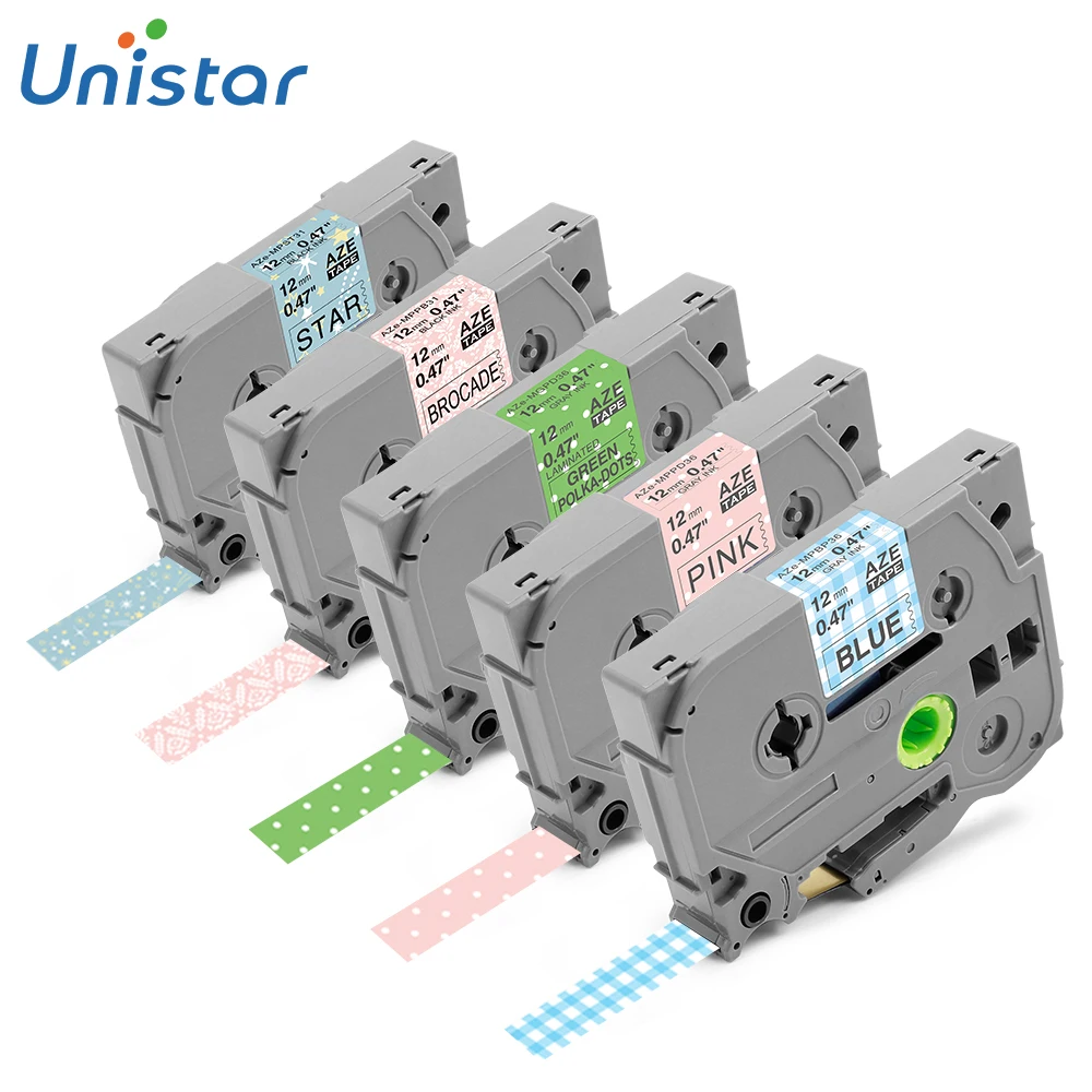 Unistar 5 шт. TZe шаблон ленты Совместимость для Brother P-Touch принтер ленты 12 мм x 4 м TZe лента для маркировки TZe-MPVA31 TZe231 - Цвет: 5 Pack