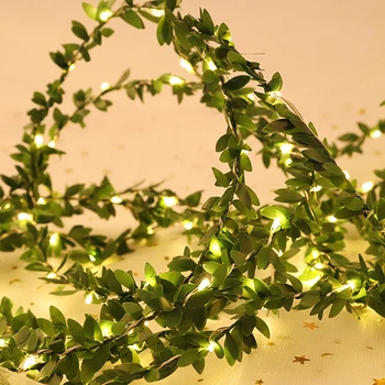Tiny Bladeren Garland Fairy Light Led Koperdraad Batterij String Lights Voor Bruiloft Bos Tafel Kerst Home Party Decoratie