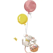

New Cartoon Little Mouse Balloon Flower Basket Bird Children's Bedroom Entrance Wall Beautification Decorative Wall Sticker