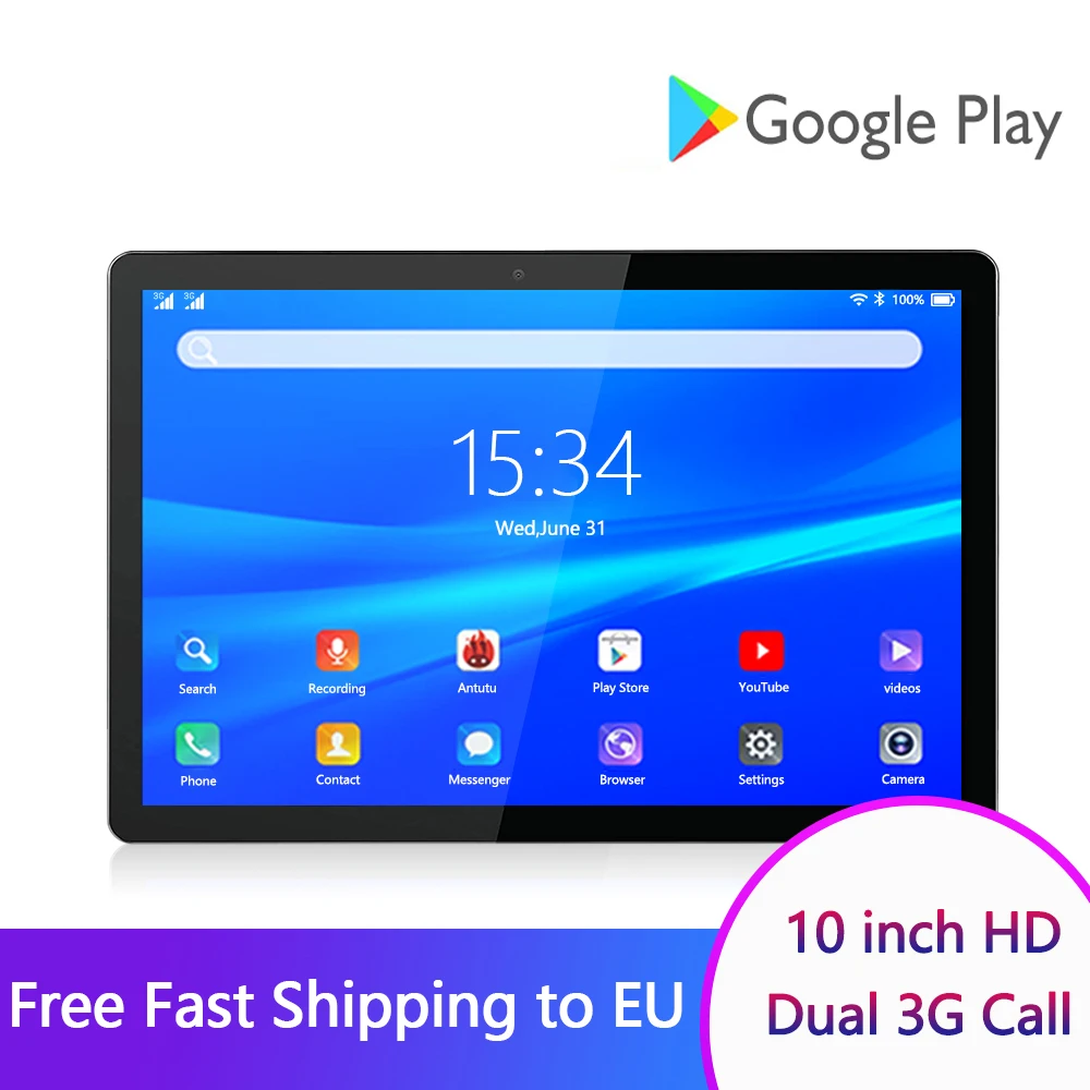 10-дюймовый планшет ZONKO Android 10 3G 4 ядра 32 Гб ПЗУ две SIM-карты Wi-Fi GPS Google Play | Компьютеры