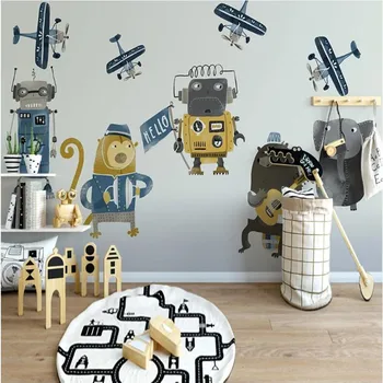 

milofi custom large 3d wallpaper mural hand-painted cartoon robot children's room bedroom background wall