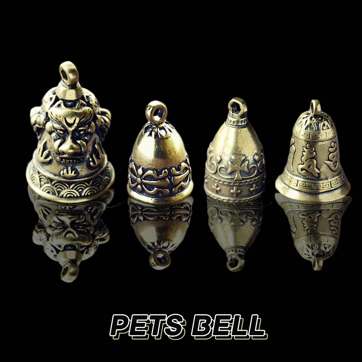 

Vintage Antirust Brass Bell Good Luck Tinkle Bell Mini Portable KeyChain Home Office Decoration Toy Gift Pendant For Pet Animal