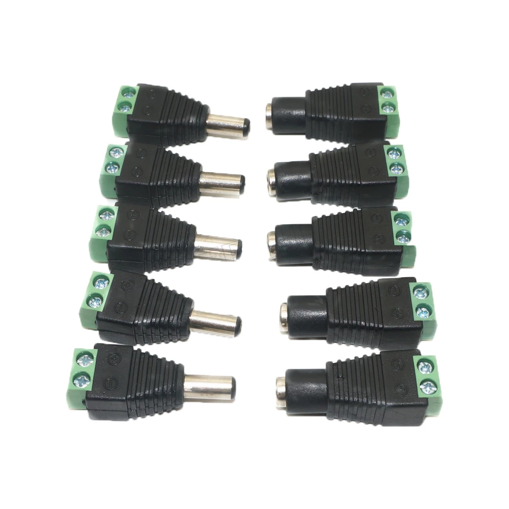 

5pair /LOT DC Power Male and Female Jack Connector Plug 5.5mm x 2.1mm For CCTV Camera LED Light Wholesale