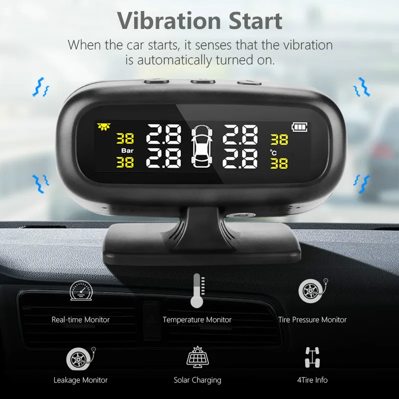 Vtopek TPMS control inalámbrico de la presión del neumático del coche USB o Monitor de alarma de ca