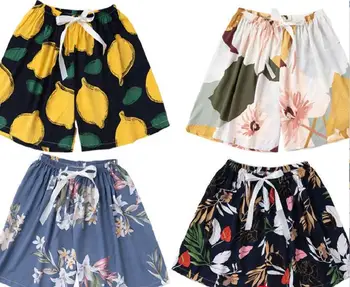 

PAJ summer women's sleep bottoms cotton 75kg wear short flower loose plus large size home pajamas outfit casual pants Pijamas