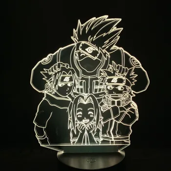 

Led Night Light Naruto Cartoon Kakashi Sasuke Sakura Japanese Manga Anime Friendship Bedroom Comic Lamp Atmosphere 3d Lamp