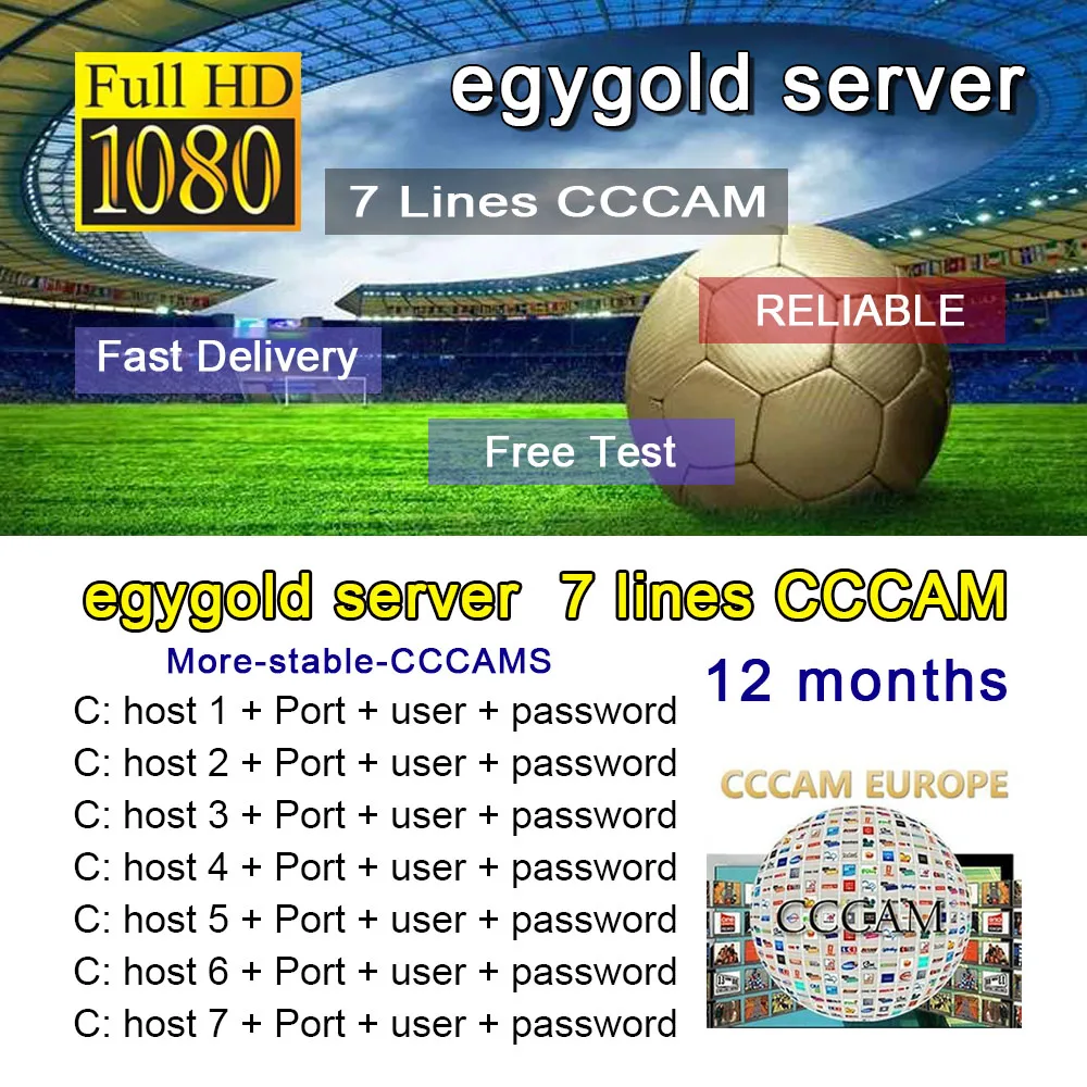 

Europe cline egygold server 1 year oscam cline Spain Poland Portugal Germany for DVB-S2 Satellite Receiver Receptor