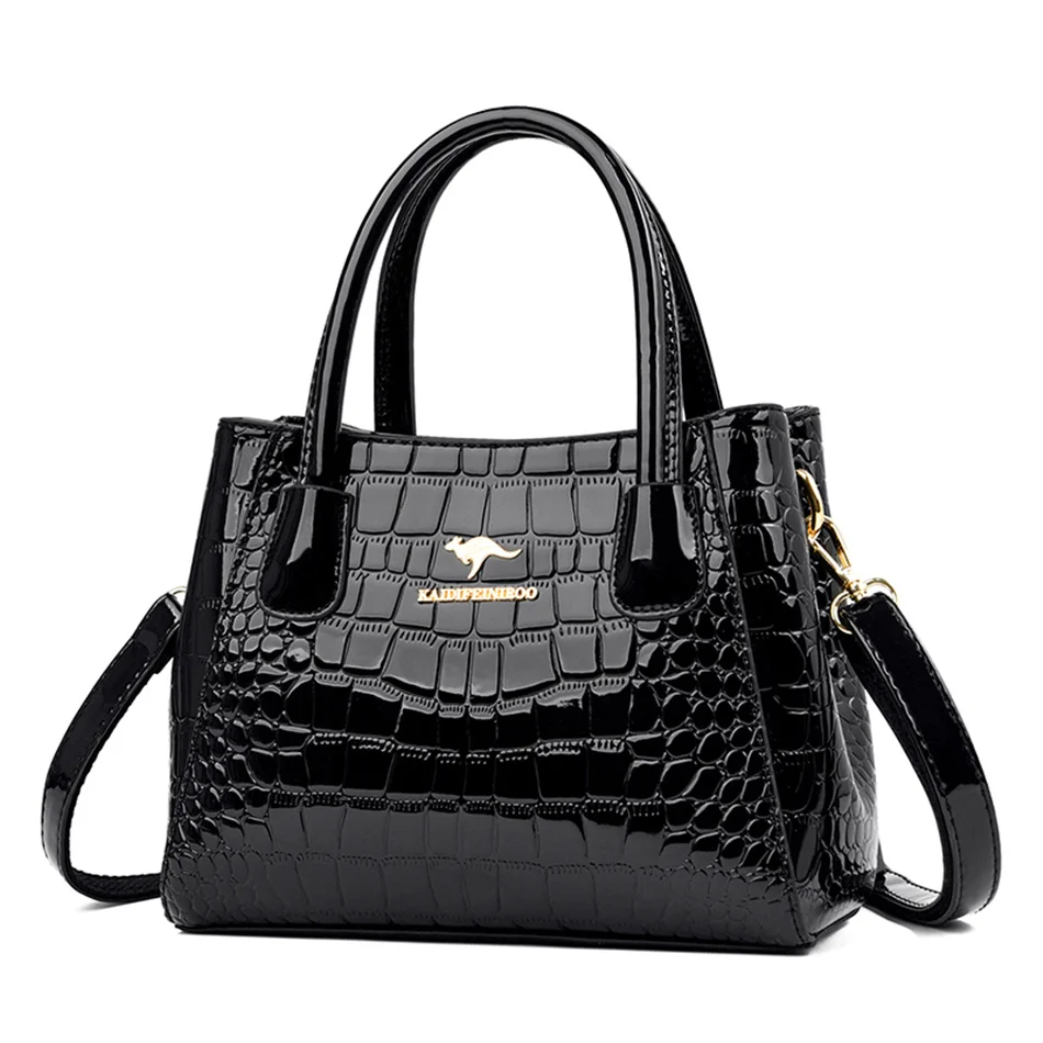 Luxury Patent Leather Women Bags Designer Crocodile Pattern Handbags Purses Ladies Large Shoulder Crossbody 2021 Tote Sac A Main