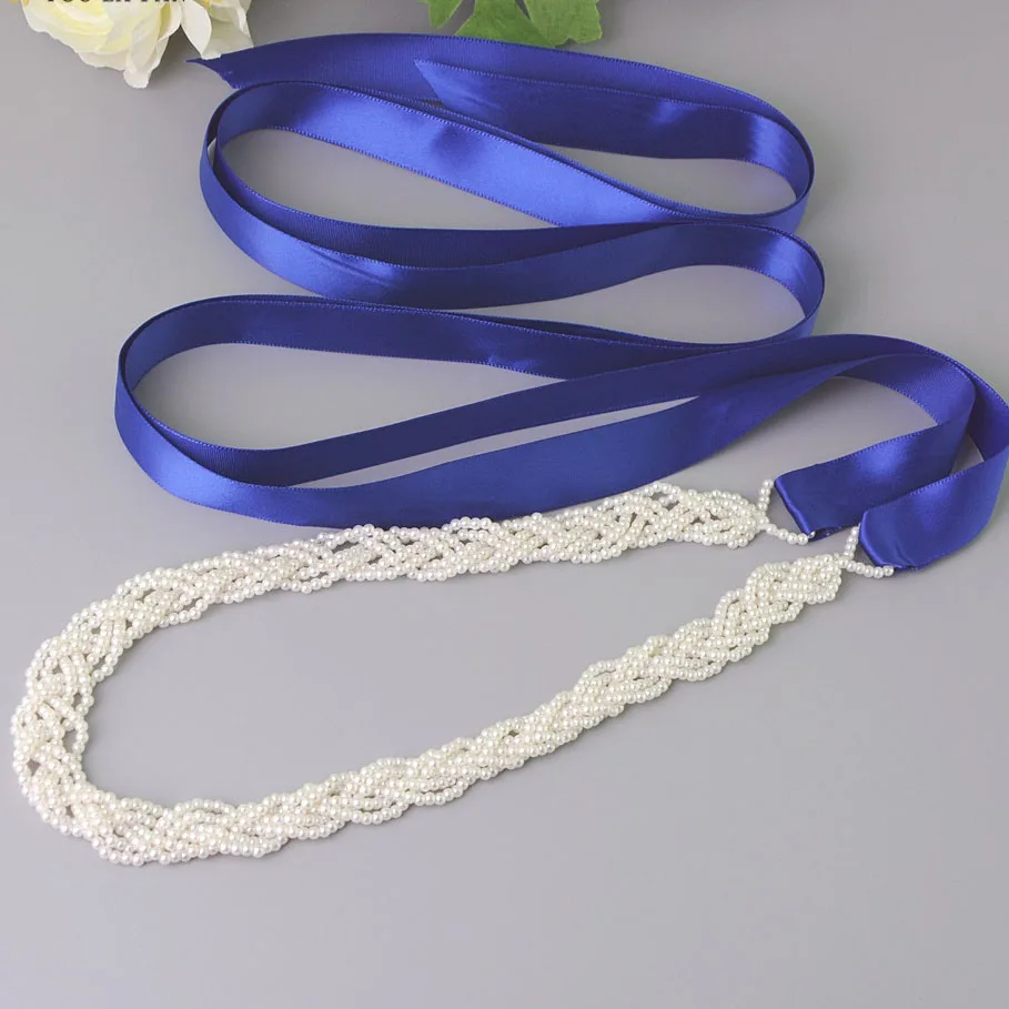 Свадебный пояс для невесты с бусинами и жемчугом свадебных платьев Белый/цвет