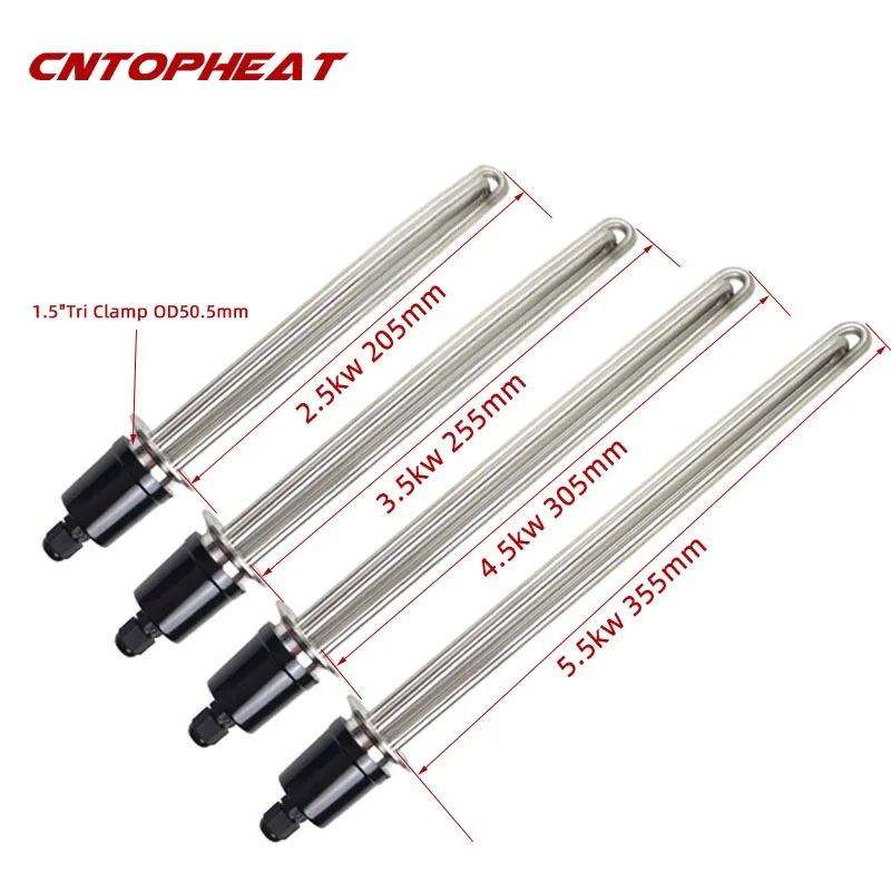 1.5"Tri Clamp(OD50.5) 220V 5500W Home Heaters SUS304 Tubular Electric Heater Water Heater Boiler Heating Element