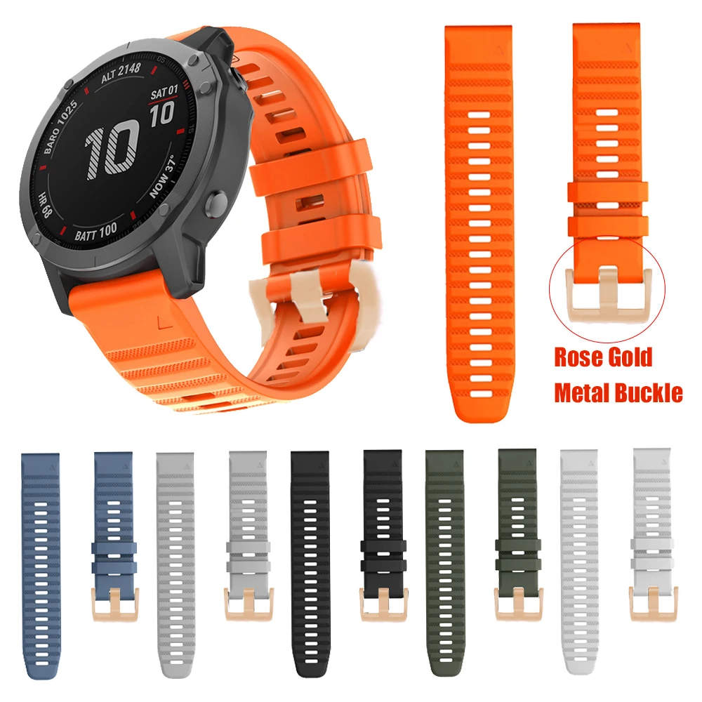 Ремешок силиконовый для наручных часов быстросъемный браслет Garmin Fenix 6X Pro Watch Easyfit