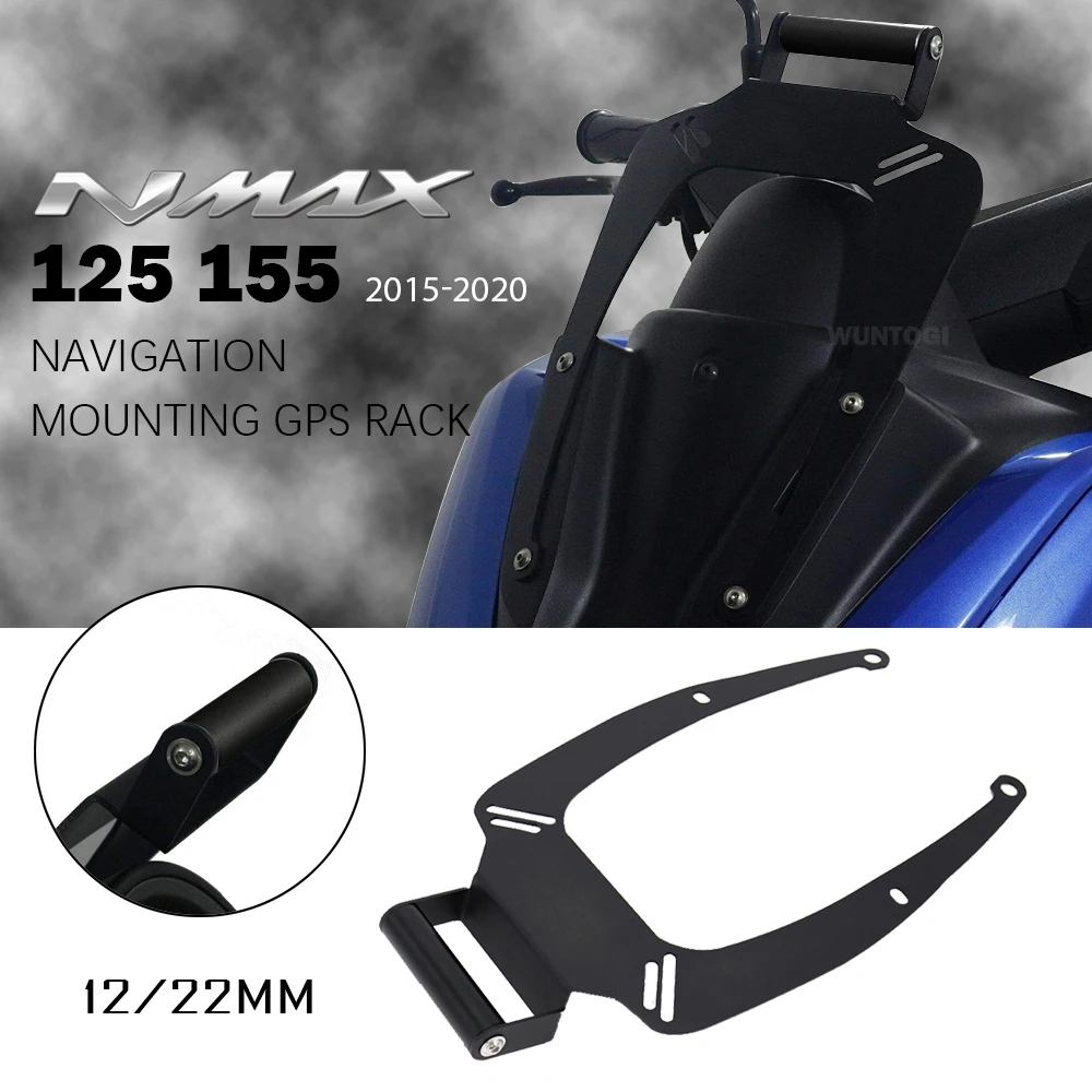 

Мотоциклетный держатель для Yamaha N MAX 125 155 2015-2020, черный, алюминиевый, 12 дюймов, 22 мм, Монтажный кронштейн для GPS-навигации