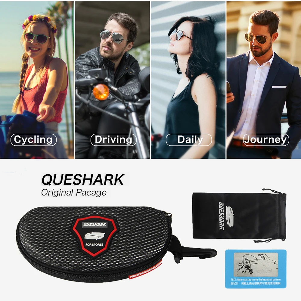 QUESHARK Men Women HD Polarized Sports polarized sunglasses fishing sunglasses Fishing Sunglasses UV400 Anti-Glare Hiking Eyewear TR90 Frame Sport Bike Cycling Glasses
