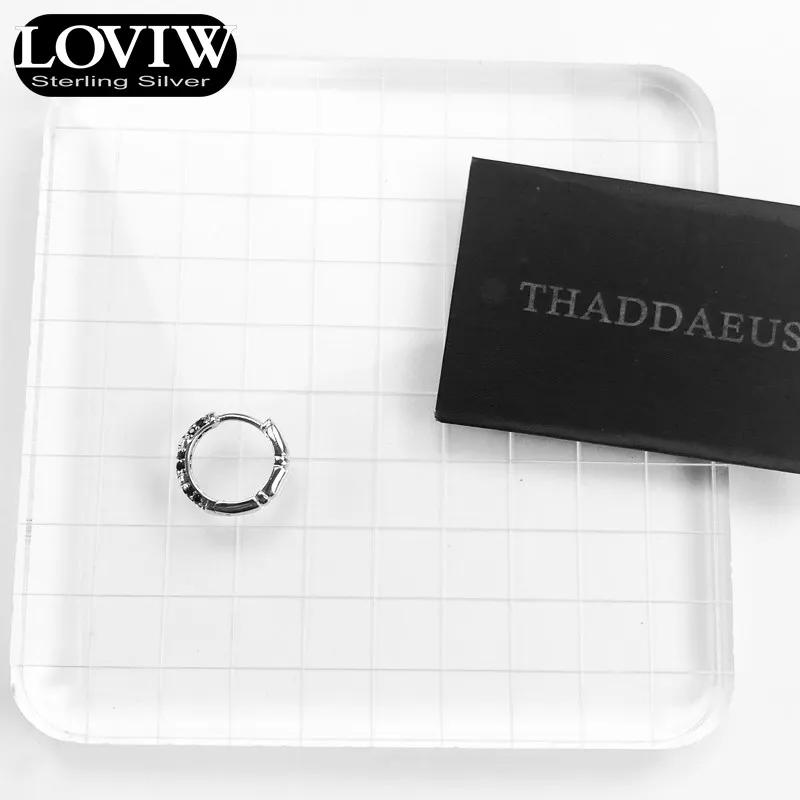 Bamboo Black Creole Hinged Hoop Earrings,thomas sabor Glam Fashion Good Jewerly For Women Men Gift 925 Sterling Silver
