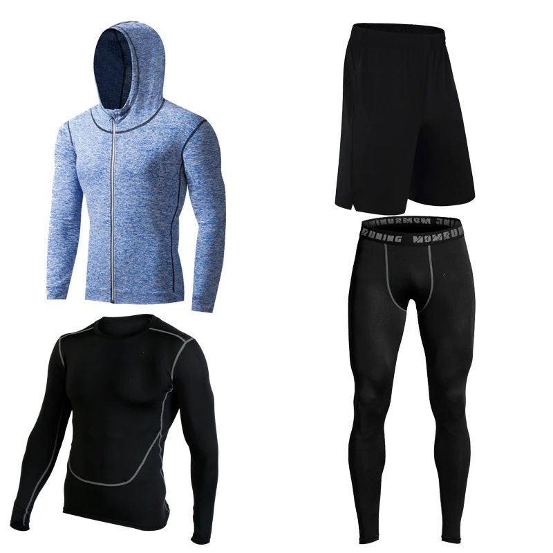 Men Outdoor Running Compression Sets Tights Fitness Breathable Quick-Dry Multicolor Gym Sportswear Skinny Training Running Sets