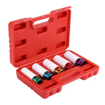 

5Pcs 15-22mm Wall Deep Impact Socket Set CR-MO Material Alloy Wheels Socket Kit for Pneumatic garage tools Cuque Wheels Socket