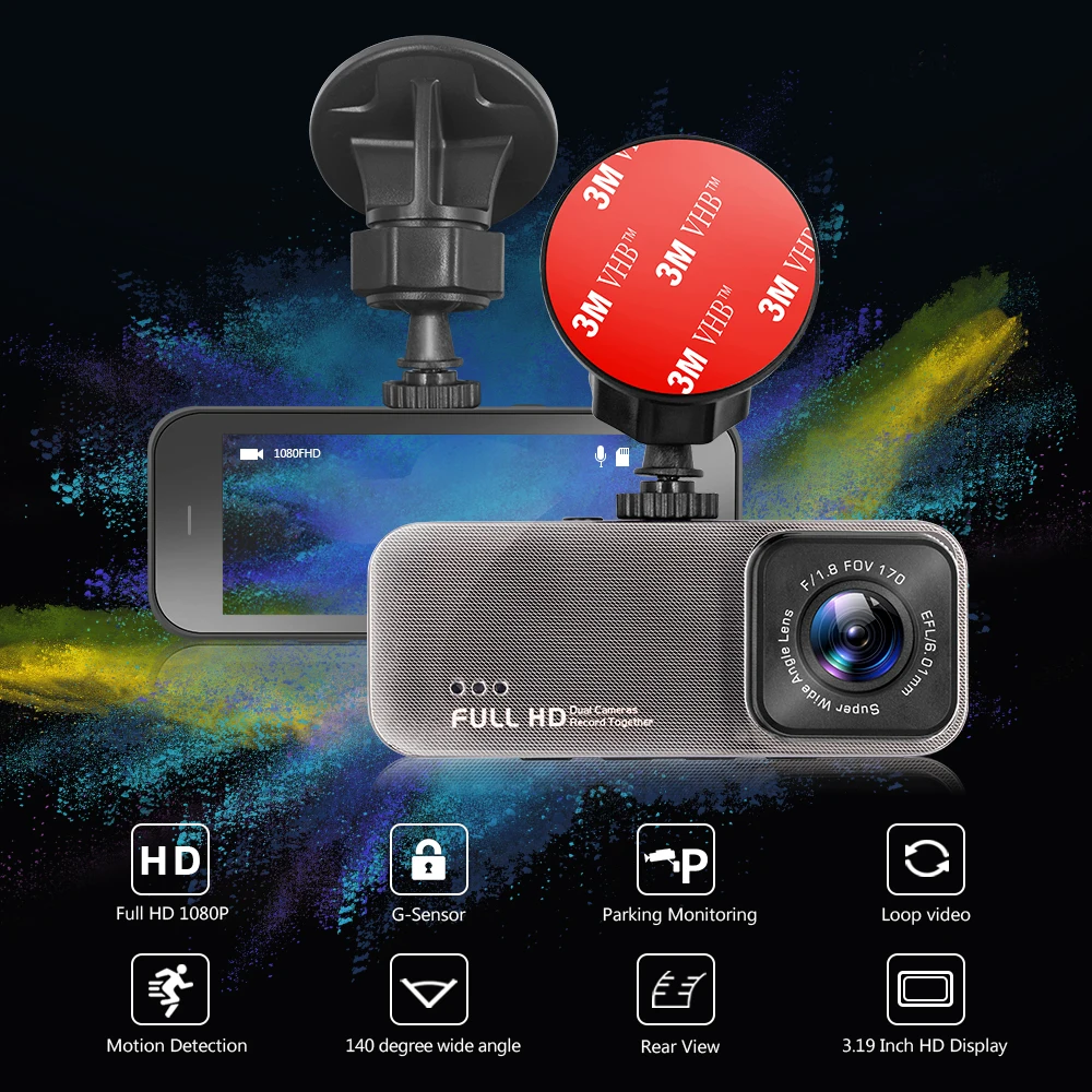 Миниатюрный Автомобильный видеорегистратор Full HD 1080P 2 дюймовый ЖК экран с