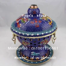 18 см Китай Эмаль Медный самовар утолщенный китайский cloisnne спирт фондю спиртовой печи горшок ручной работы приготовления трения