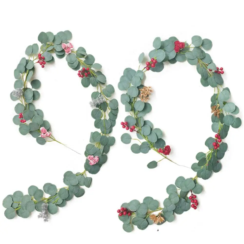 

New 2m Artificial Eucalyptus Leaves Flowers Vine Christmas Party Home Furniture Decor