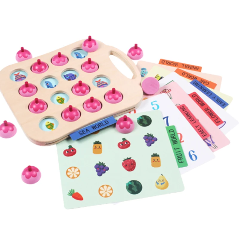 Память шахматы Семейная Игра цвет и форма матч деревянные математические игрушки обучения и развивающие игрушки для детей мальчиков девочек - Цвет: Pink