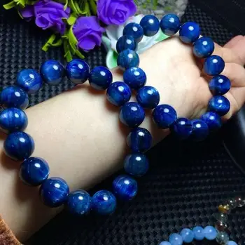 

Natural Blue Quartz Crystal Bracelet Gemstone 14-13mm AAA Free Shipping