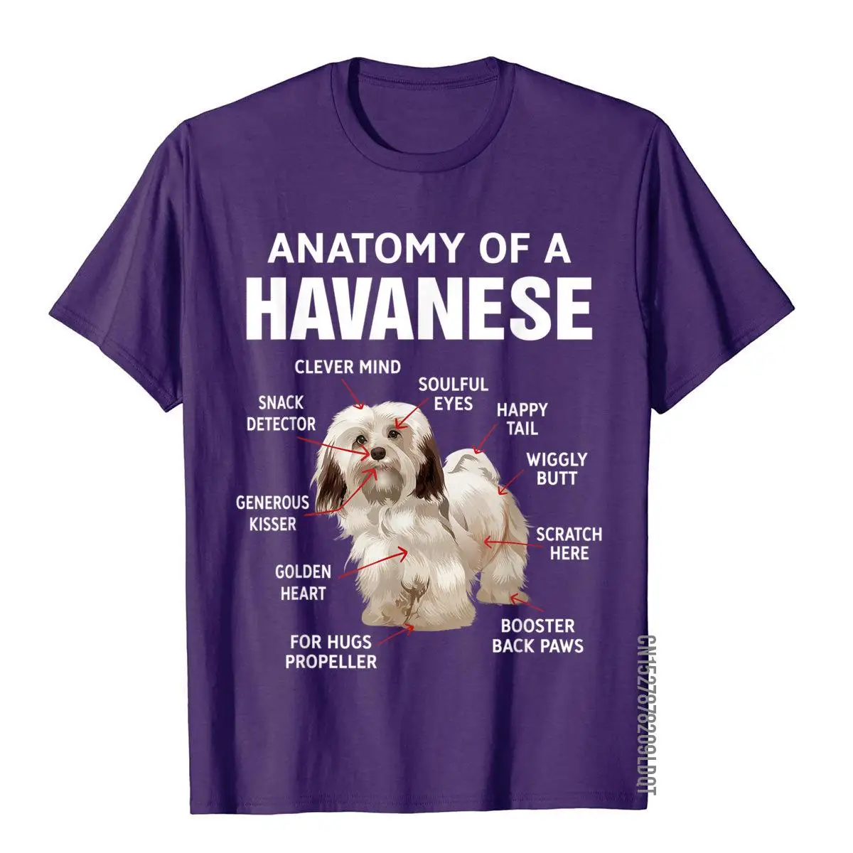Lovely and Funny Dogs - Anatomy Of A Havanese T-Shirt__B13167purple