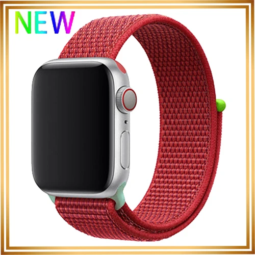 NEW Red 9 hit Нейлоновый ремешок для apple watch 5 4 полосным 44 мм/40 мм в едином положении во время занятий легкой атлетикой, apple watch 42mm 38 мм и нержавеющая сталь металлический корпус наручных часов iwatch серии 5/4/3/2 разноцветный коннектор ремешок для часов - Цвет ремешка: NEW Red 9 hit