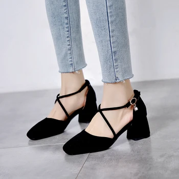 

Brand New Big Size 43 Chunky Heels Elegant cross-strap Summer Woman Shoes Sandals Pumps