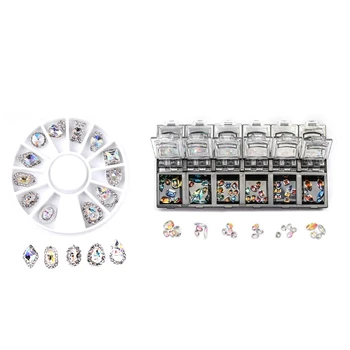 

2 Set Nail Art Sticker Crystals 3D Nail Rhinestone Decoration Super Sparkling Nail Art Accessories Decals, 13.2x7.4Cm & 5.6Cm